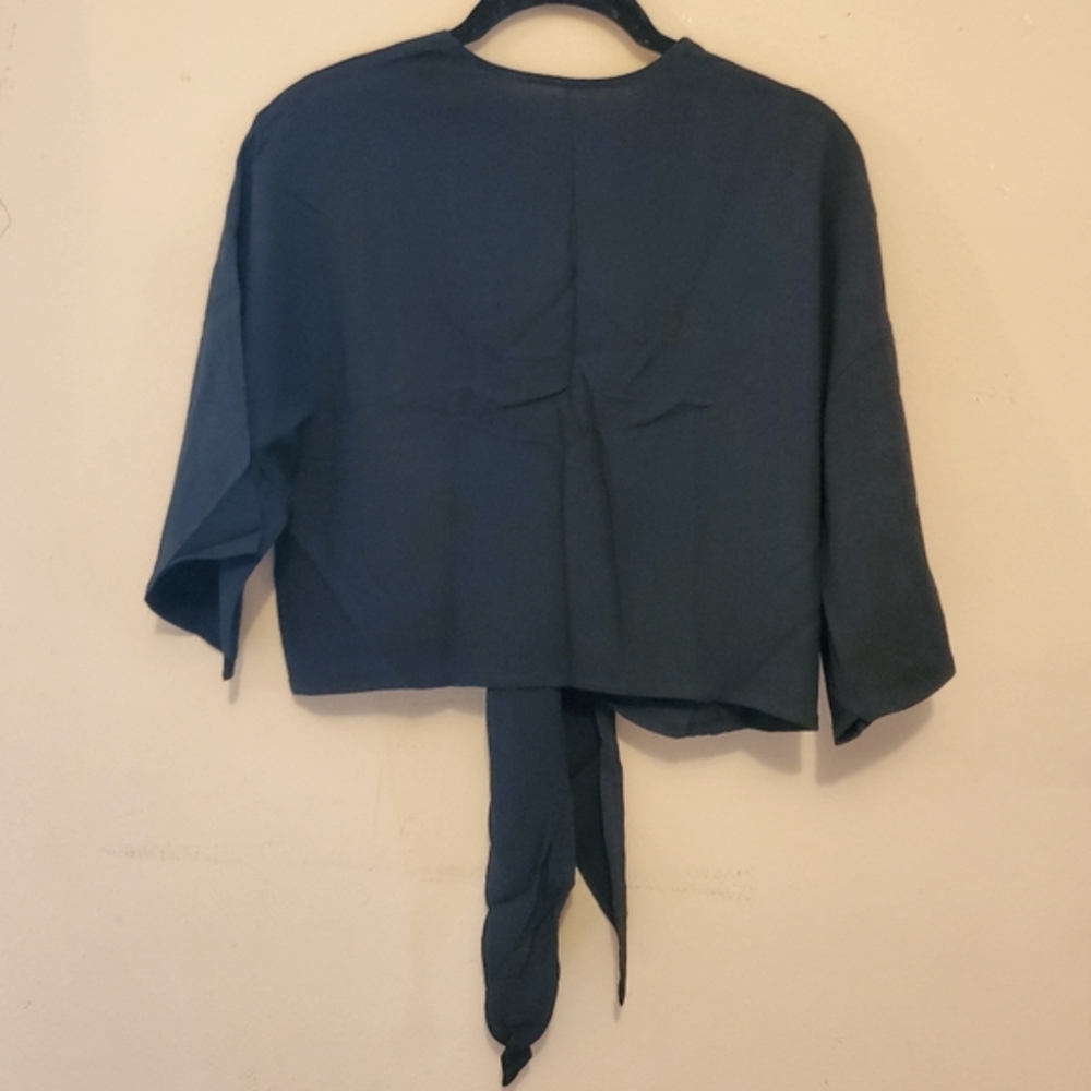 Toluca Maria Tie-Front Linen Top - onyx - Picture 3 of 14